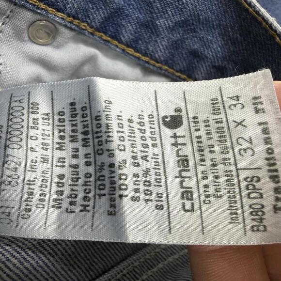 Carhartt Men's Jeans 32x23 Altered Blue Traditional Fit Straight Leg Denim - Picture 3 of 11